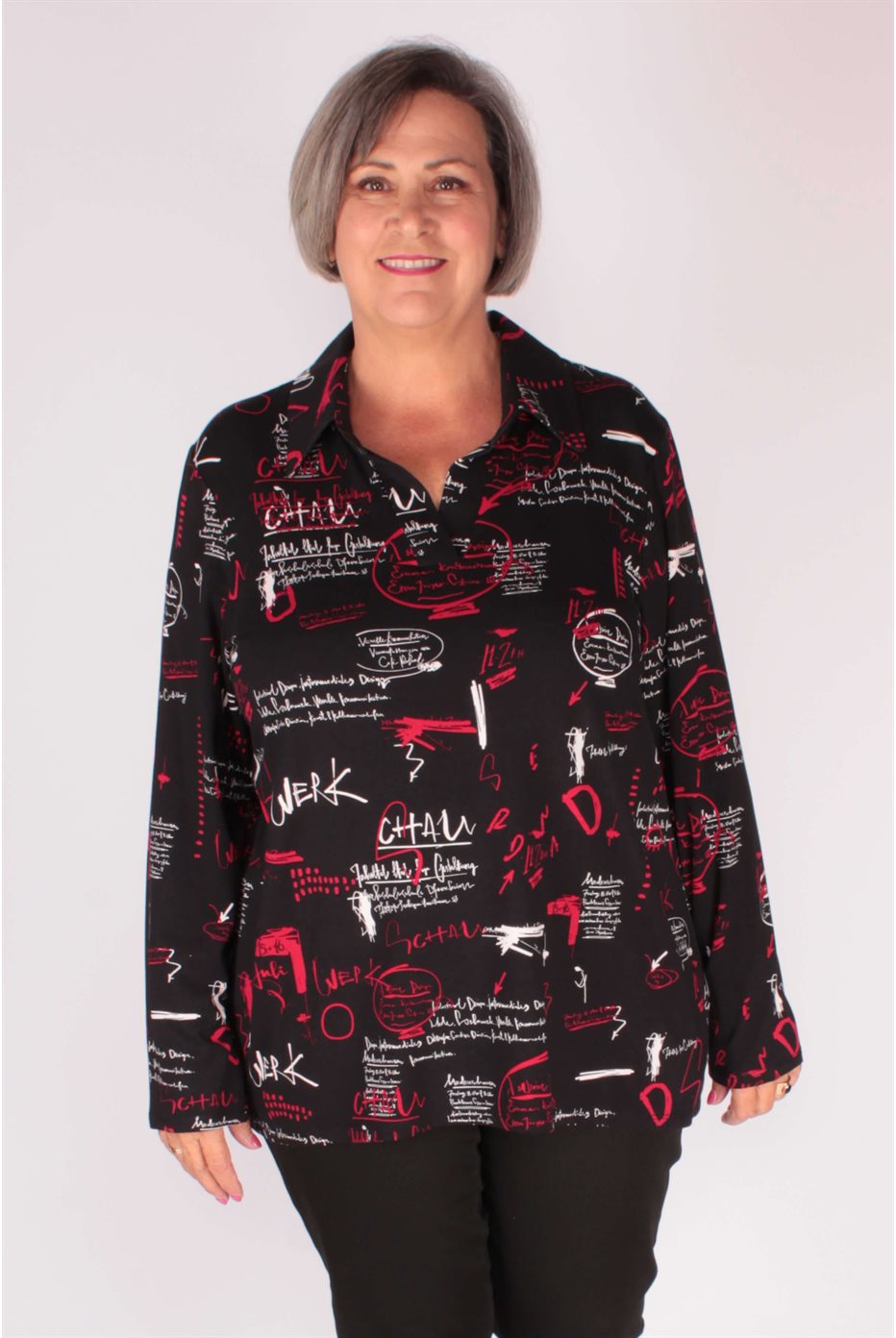 Black / Red Tunic with Collar